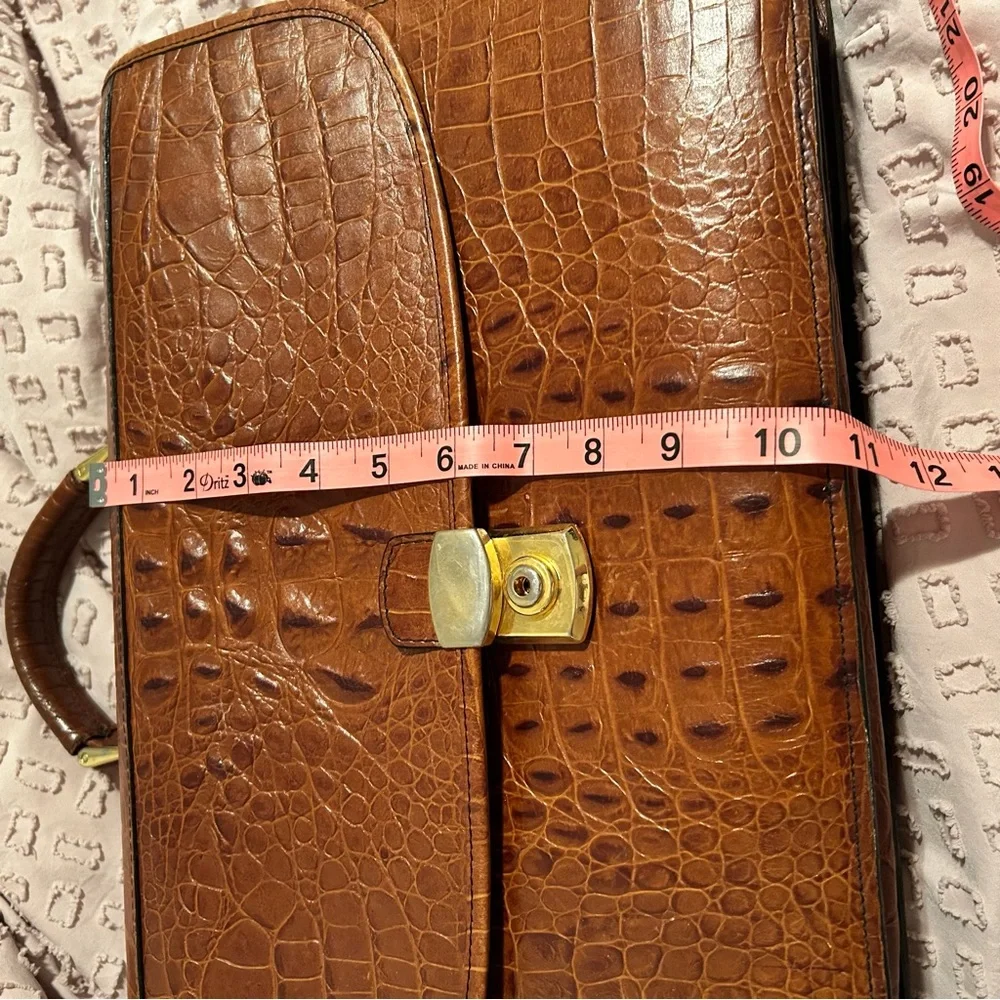 Gorgeous Brown Crocodile Embossed Leather Men's briefcase Bag executive VIP